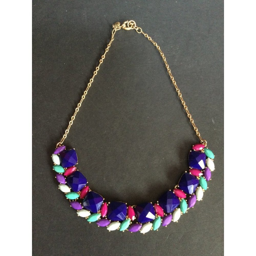 J. Crew Multicolor Gemstone Statement Necklace Sp… - image 3